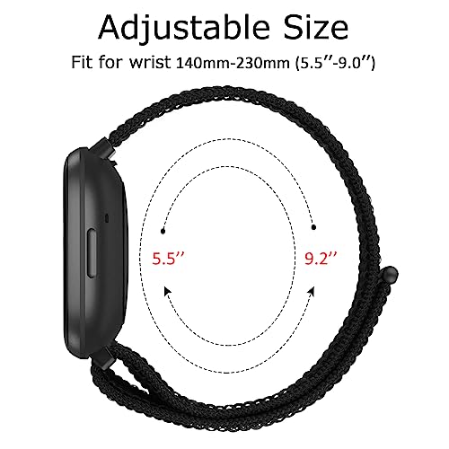 Tobfit Nylon Strap Compatible for Fitbit Versa 3 / Versa 4 (Watch Not Included), Removable Sport Belt for Men and Women (Black) - Image 3