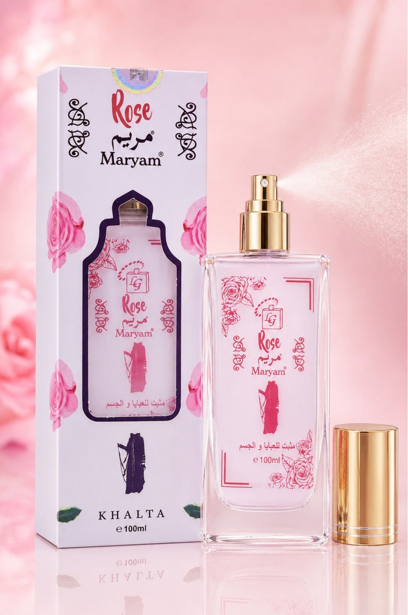 روز خلطة معطر الجسم والملابس 100 مل – بخاخ عطر فاخر برائحة الورد يدوم طويلاً | رذاذ عطري زهري منعش للجسم والملابس للاستخدام اليومي