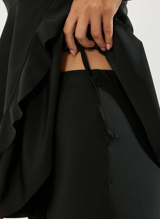 Styli Black Pack of 2 - Full Sleeve Half Zip Tunic with Ruffle Detail and Leggings Burkini Set for Women | Best Price UAE