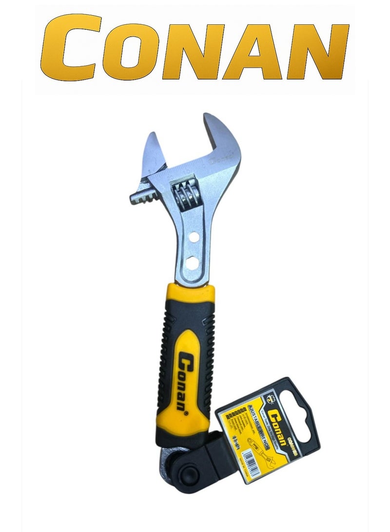 CONAN 8" Adjustable Wrench with Flex Head, Ratchet End & Hex Function – Nut & Bolt Adjustment Wrench with Measurement Scale and Comfortable Rubber Grip – Model COA08108 - Image 1