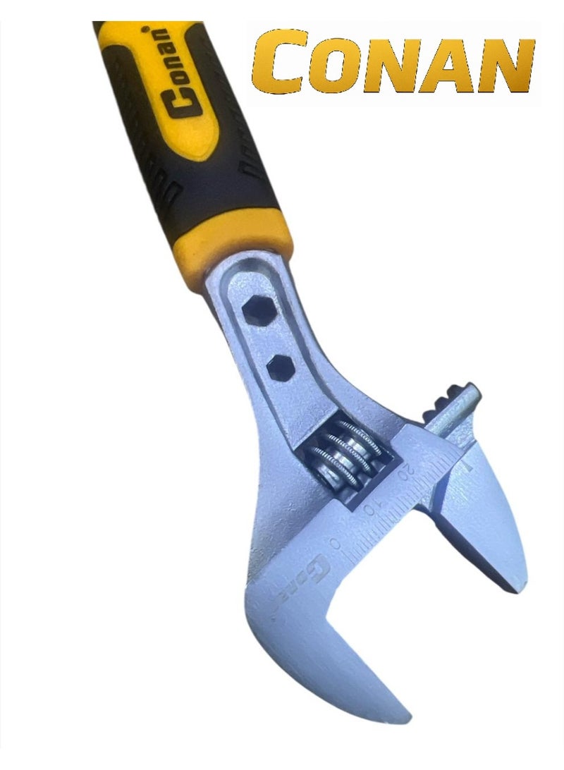 CONAN 8" Adjustable Wrench with Flex Head, Ratchet End & Hex Function – Nut & Bolt Adjustment Wrench with Measurement Scale and Comfortable Rubber Grip – Model COA08108 - Image 2