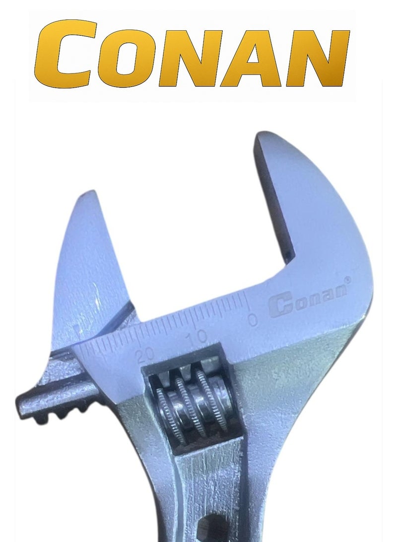 CONAN 8" Adjustable Wrench with Flex Head, Ratchet End & Hex Function – Nut & Bolt Adjustment Wrench with Measurement Scale and Comfortable Rubber Grip – Model COA08108 - Image 5