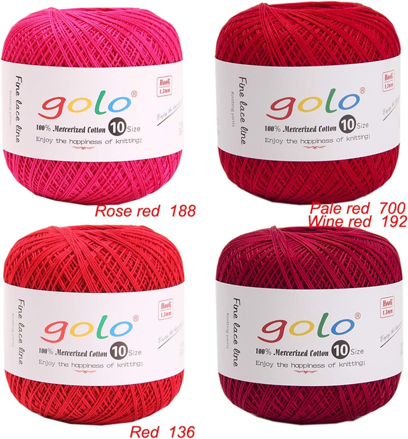 Golo Crochet Thread Size 10 Red Yarn Crochet Yarn for Tatting Red 135 - Image 2