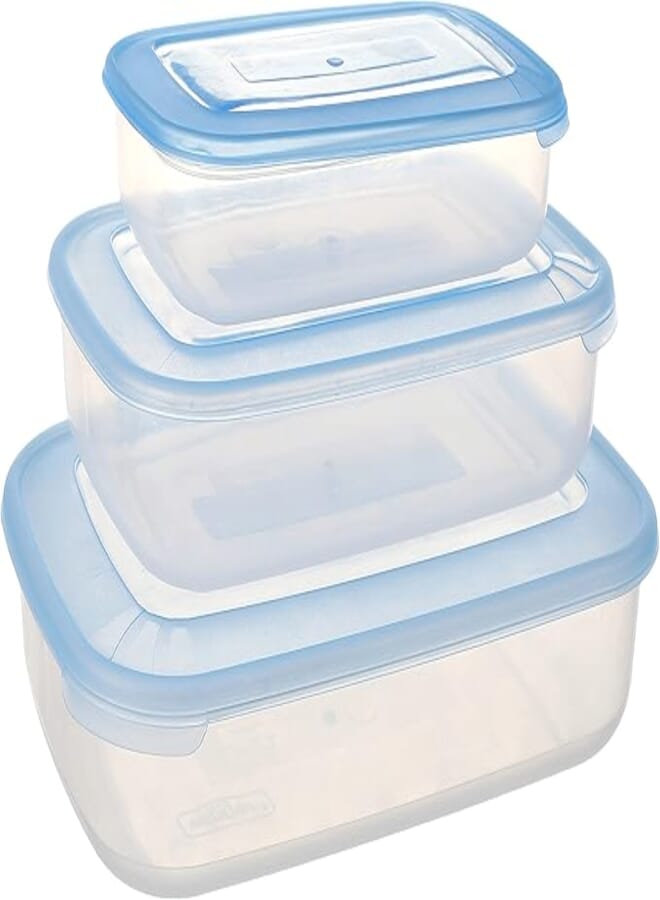 Winner Rectangular Food Container Box Set, Made in Egypt Blue and Transparent
