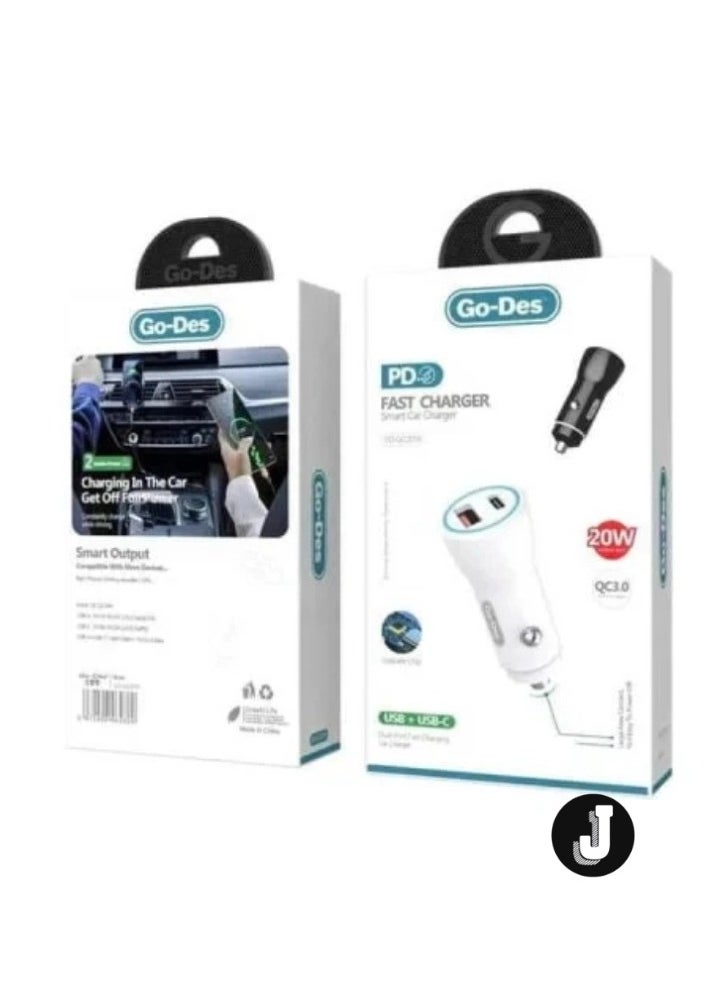 JAJEEK Fast Charge Dual Port PD Car Charger – 20W Max USB-C & USB-A Charger for iPhone, Android & More - Image 4