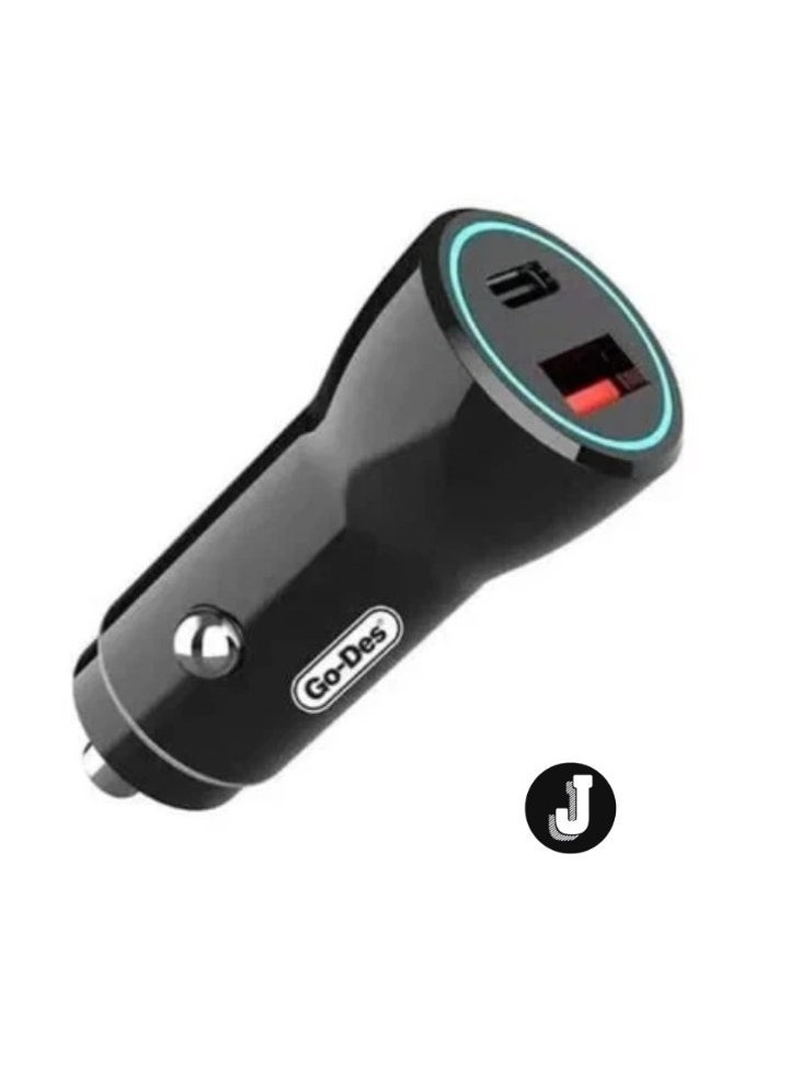 JAJEEK Fast Charge Dual Port PD Car Charger – 20W Max USB-C & USB-A Charger for iPhone, Android & More - Image 1