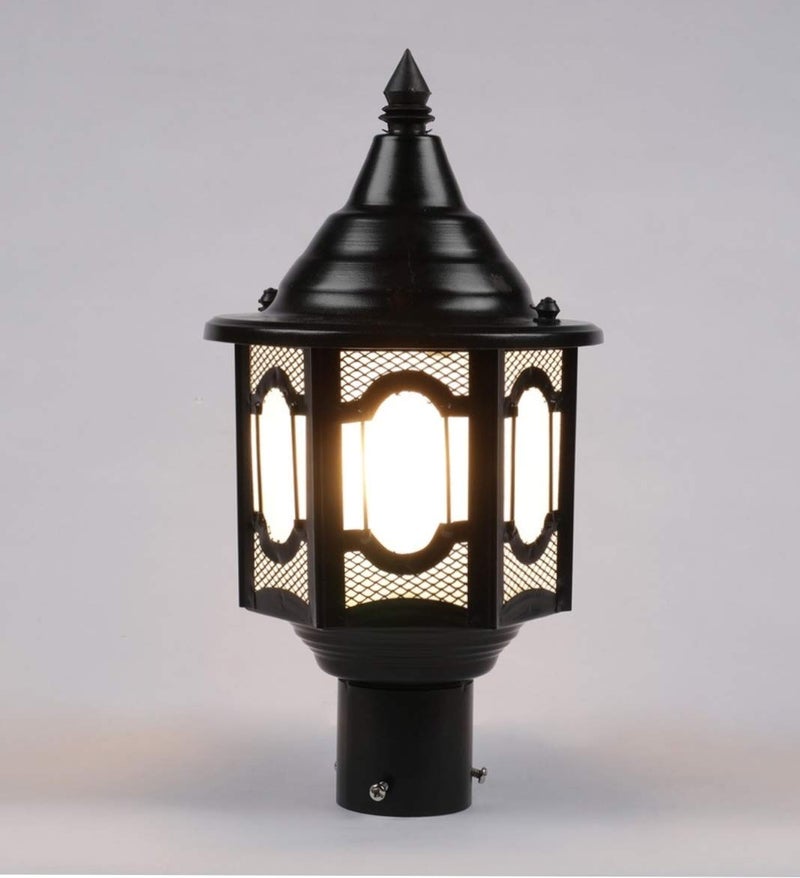 tu casa Balck Metal Shade with Black MetalIron Base Gate Light Outdoor Waterproof Lamp for Main Gate Garden Balcony Home Entrance Height 14 InchNo Blub Included - Image 3