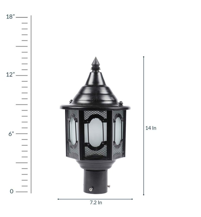 tu casa Balck Metal Shade with Black MetalIron Base Gate Light Outdoor Waterproof Lamp for Main Gate Garden Balcony Home Entrance Height 14 InchNo Blub Included - Image 5