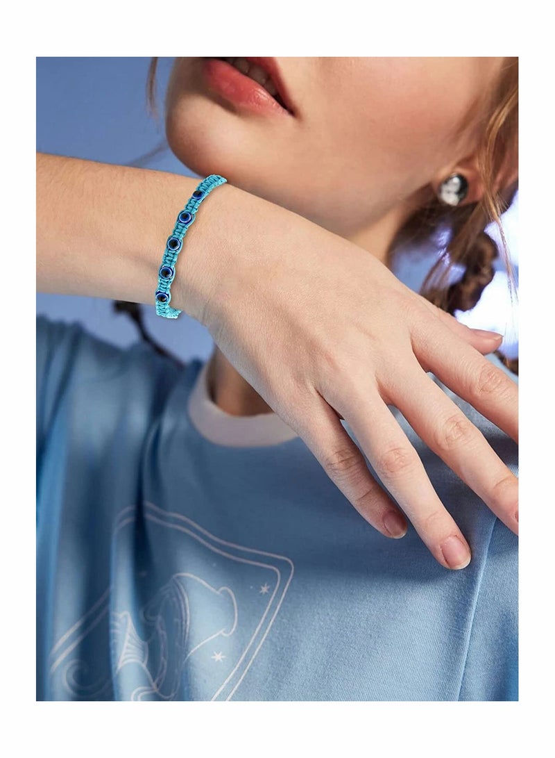 KASTWAVE 6 قطع من أساور العين الشريرة، سوار خيط الحظ، سوار العين الشريرة القابل للتعديل بـ 7 عقد، سوار حماية العين الشريرة - Image 2