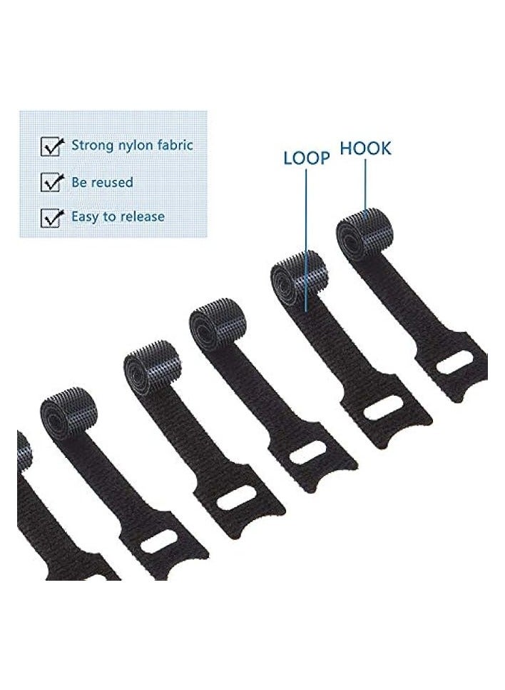 SHOWAY 50PCS Fastening Cable Ties Reusable, Premium 6-Inch Adjustable Cord Ties, Microfiber Cloth Cable Management Straps Hook Loop Cord Organizer Wire Ties - Image 5