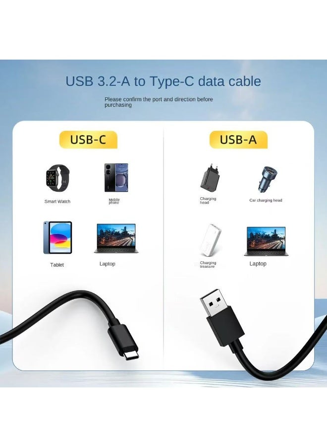 USB 3.2 to USB C Cable 2 Meter 3 Ampere PD 60W 10Gbps Fast Charging Type C Cord For  MacBook iPad PC Laptop iphone Sumsung etc Support QC 3.0/4.0 fast charging protocol - view 3