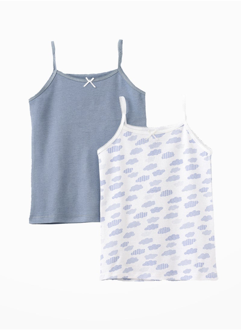Jelliene 2 Pack Girls Vests 100% Cotton, Soft and Breathable Sleeveless Undershirts for Girls  - Image 1