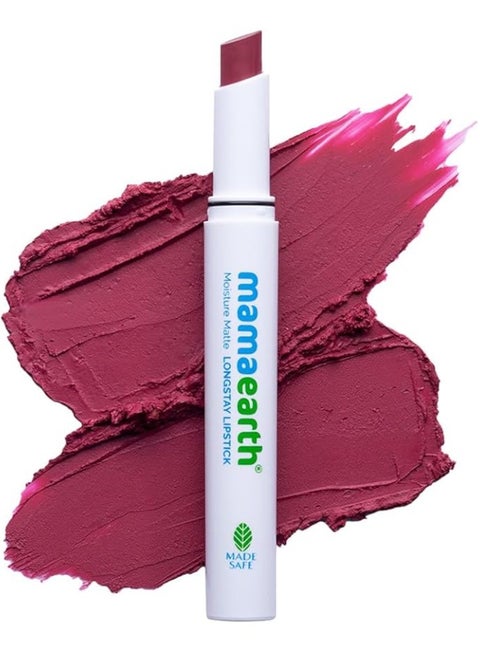 Mamaearth Moisture Matte Longstay Lipstick with Avocado Oil & Vitamin E for 12 Hour Long Stay - 03 Candyfloss Pink - 2 g