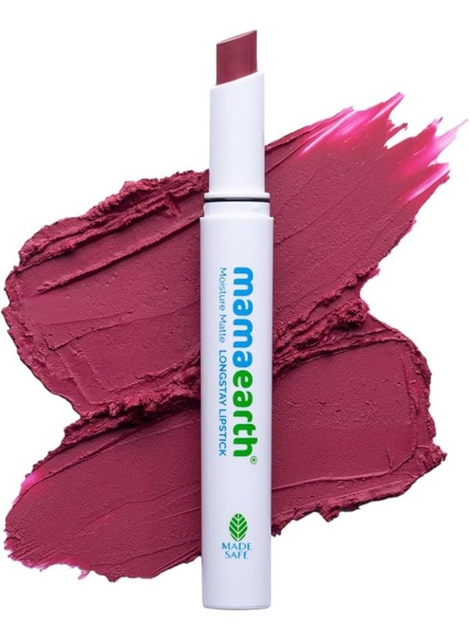 Mamaearth Moisture Matte Longstay Lipstick with Avocado Oil & Vitamin E for 12 Hour Long Stay - 03 Candyfloss Pink - 2 g - Image 1