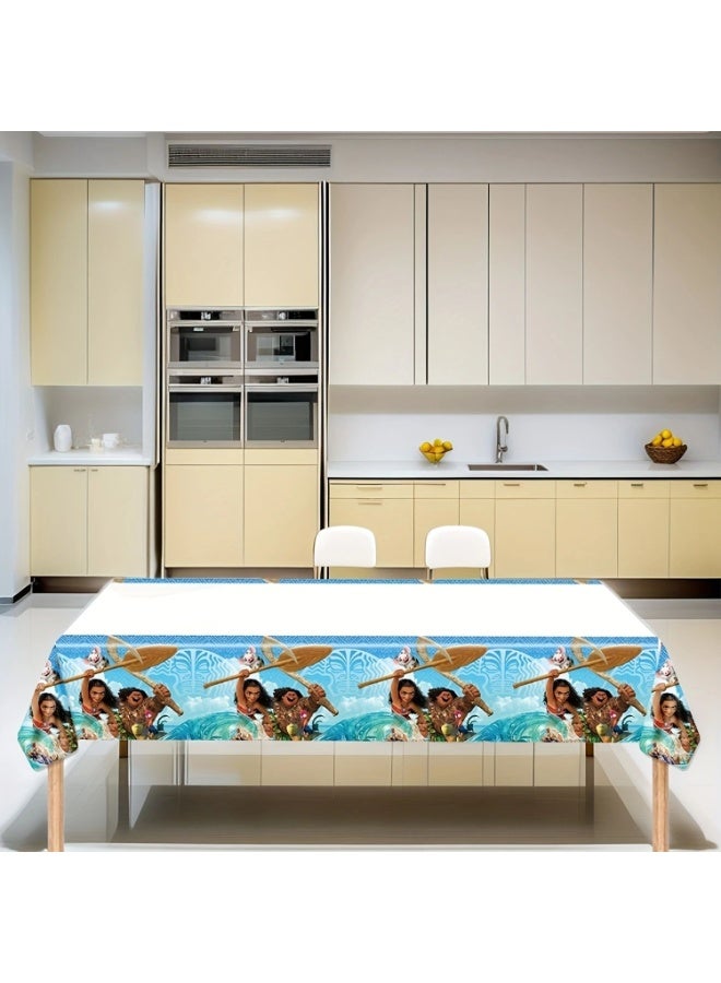 Moana 2 pieces of disposable waterproof birthday tablecloths, featuring an ocean adventure pattern, suitable for birthday party decoration. - Image 2