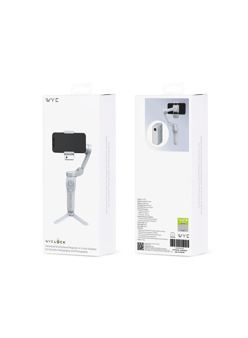 WYE Smartphone 3-Axis Gimbal Stabilizer | Magnetic Mount | AI Tracking | Anti-Shake Video Stabilizer | Portable Vlogging Tool | Compatible with Mobile Phones - Image 2