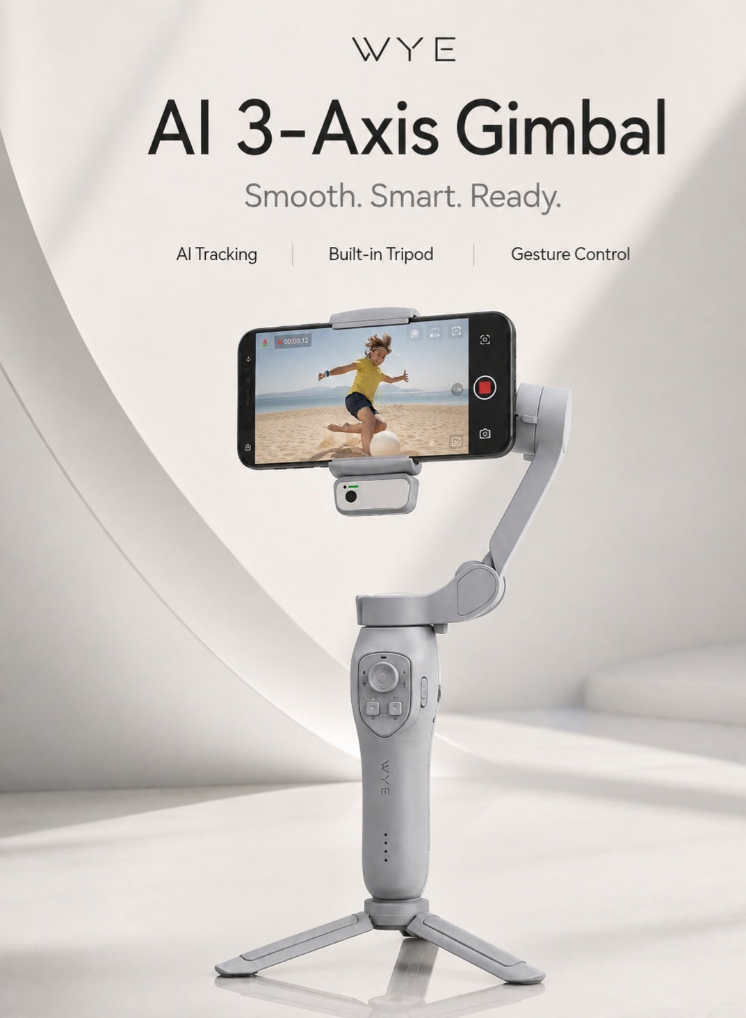 Wyelock Ai 3 Axis Smartphone Gimbal Stabilizer With Detachable Magnetic Ai Tracking