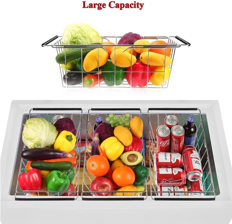 Orgneas Expandable Chest Freezer Basket, Stainless Steel Hanging Deep Freezer Organizer Bins Adjustable Handles (16.5" ~ 20") Wire Basket Storage Rack, Fits 5 Cu.FT and 7 Cu.Ft Chest Freezer - Image 4