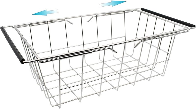 Orgneas Expandable Chest Freezer Basket, Stainless Steel Hanging Deep Freezer Organizer Bins Adjustable Handles (16.5" ~ 20") Wire Basket Storage Rack, Fits 5 Cu.FT and 7 Cu.Ft Chest Freezer - Image 1