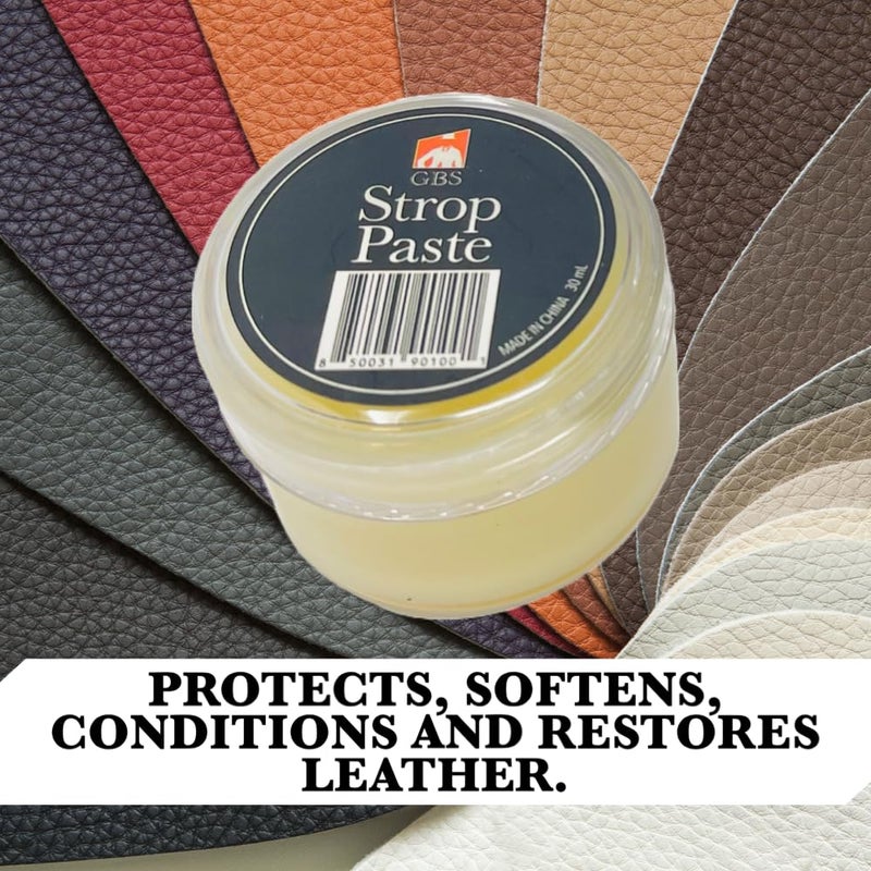 G.B.S Black Leather Razor Strop â€“ Handmade Grain Leather Strop with Strop Paste â€“ Professional Honing & Sharpening Strop for Straight Razors, Knives, Chisels & Tools - Image 2