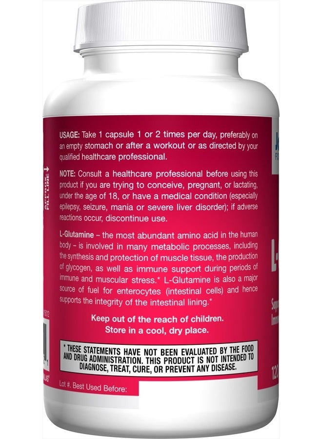 jarrow formulas L-Glutamine - 120 Veggie Caps - Supports Muscle Tissue & Immune Function - 100% L-Glutamine - 120 Servings - Image 2