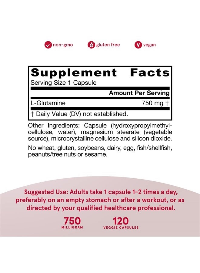 jarrow formulas L-Glutamine - 120 Veggie Caps - Supports Muscle Tissue & Immune Function - 100% L-Glutamine - 120 Servings - Image 4
