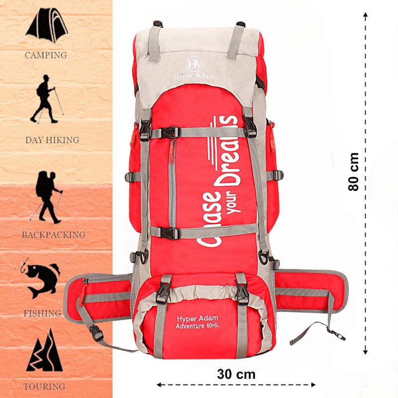 Hyper Adam 65 LTR Rucksack For Trekking & Travel Backpack for Outdoor Sport Hiking Trekking Bag Camping Rucksack - Image 3