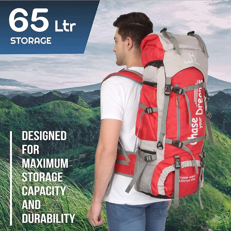 Hyper Adam 65 LTR Rucksack For Trekking & Travel Backpack for Outdoor Sport Hiking Trekking Bag Camping Rucksack - Image 2