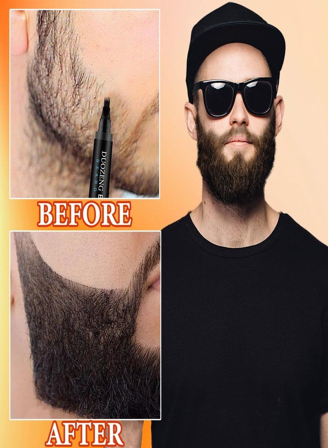 DuoZeng Beard Pencil Filler for Men,Beard Pen Filler Long Lasting Coverage Waterproof & Natural Finish Beard Filling Pen with Brush,Barber Styling Pencil - Fill, Shape & Define Perfect Beard(Black) - Image 3