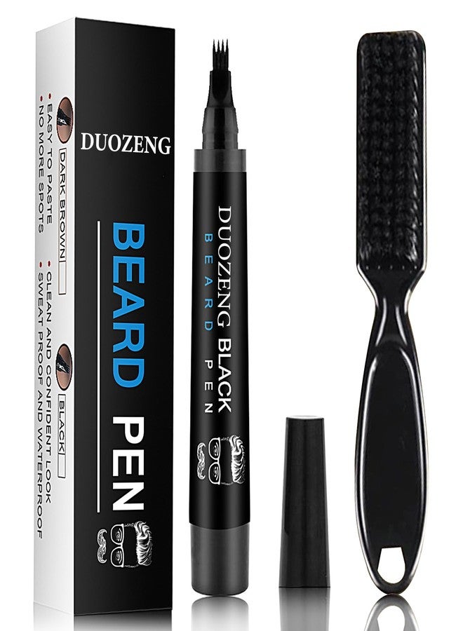 DuoZeng Beard Pencil Filler for Men,Beard Pen Filler Long Lasting Coverage Waterproof & Natural Finish Beard Filling Pen with Brush,Barber Styling Pencil - Fill, Shape & Define Perfect Beard(Black) - Image 1