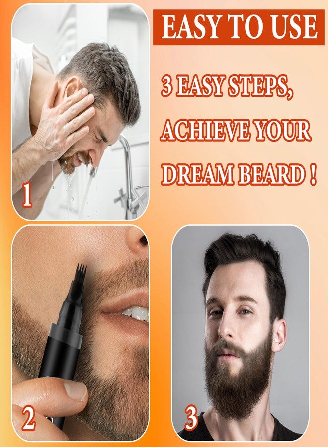 DuoZeng Beard Pencil Filler for Men,Beard Pen Filler Long Lasting Coverage Waterproof & Natural Finish Beard Filling Pen with Brush,Barber Styling Pencil - Fill, Shape & Define Perfect Beard(Black) - Image 5