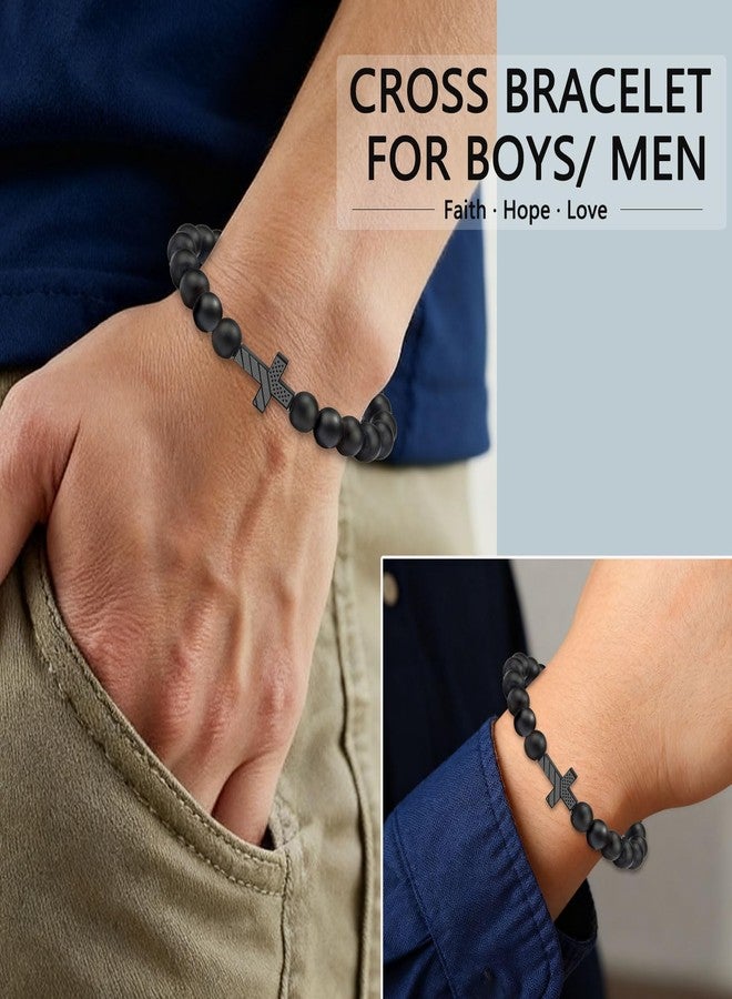 CXLDTE Easter Basket Stuffers Gifts for Kids Teen Boys Gift Ideas Cross Bracelet Men Christian Baptism Confirmation First Communion 8 10 12 14 16 13 11 Year Old Birthday Christmas Gifts for Teenage Boy Teens - Image 2