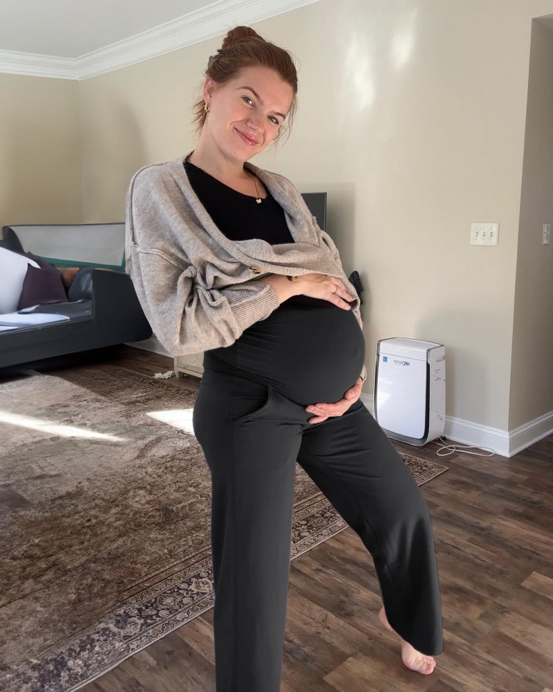 G4Free Maternity Yoga Pants with Pockets Pregnancy Outfit Dress Work Pants for Casual Athletic Workout(Black,M,28") - Image 3