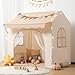 besrey Kids Play Tent with Eave Toddler Tent 2 in 1 with Padded Mat and Lights Large Playhouse with 2 Doors 2 Windows Indoor Outdoor Christmas Toddler Playhouse 51 x35 x 47 - Image 2