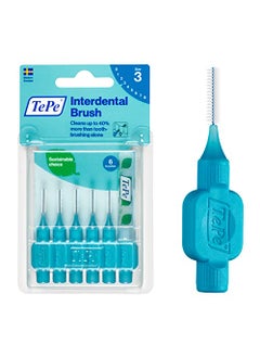 Tepe TePe Interdental Brush Original Soft Dental Brush for Teeth Cleaning Pack of 6 06 mm Medium Gaps Blue Size 3 