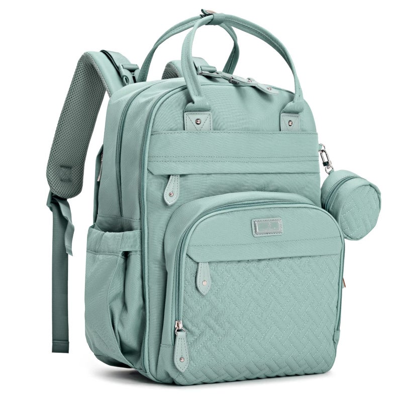 BabbleRoo Diaper Bag Backpack - Baby Essentials Travel Bag - Multi Function Water Resistant Diaper Bag, Travel Essentials Baby Bag with Changing Pad, Stroller Straps & Pacifier Case â€“ Sage Green - Image 1