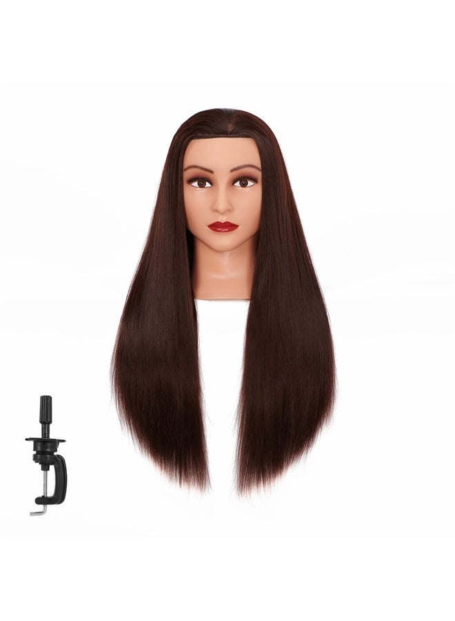 HAIRGINKGO Mannequin Head 26"-28" Synthetic Fiber Training Head Braiding Head Hair Styling Manikin Cosmetology Doll Head Hairdresser Training Model for Cutting Braiding Practice with Clamp 92022LB0420 - Image 1