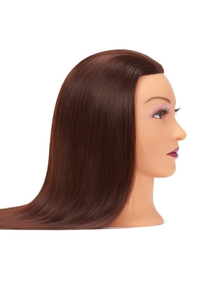 HAIRGINKGO Mannequin Head 26"-28" Synthetic Fiber Training Head Braiding Head Hair Styling Manikin Cosmetology Doll Head Hairdresser Training Model for Cutting Braiding Practice with Clamp 92022LB0420 - Image 3