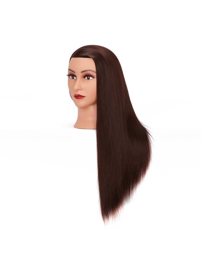 HAIRGINKGO Mannequin Head 26"-28" Synthetic Fiber Training Head Braiding Head Hair Styling Manikin Cosmetology Doll Head Hairdresser Training Model for Cutting Braiding Practice with Clamp 92022LB0420 - Image 2