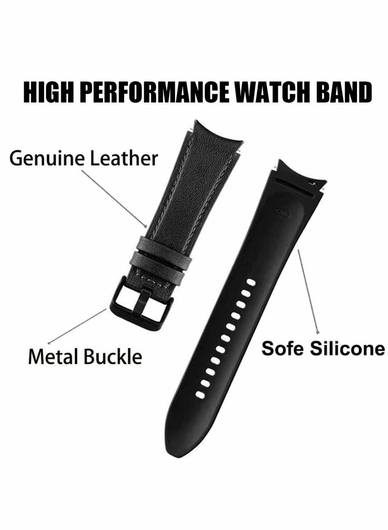 Leather Watch Band Set Compatible with Galaxy Watch 4/4 Classic 42mm/46mm, 20mm Quick Release Strap Kit - Genuine Leather Wristband for Men and Women - Image 2