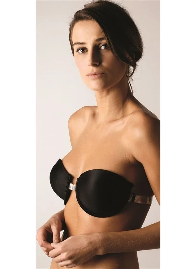 Magic Form 2020 Strapless Bra with Clips on the Front and Transparent Sponge on the Back - Black