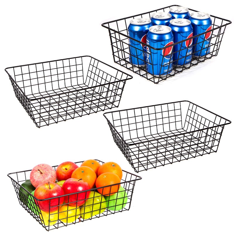 Pantry Baskets Pantry Organization and Storage 4 Pack Large Wire Baskets for Organizing Pantry Storage Bins Metal Wall Hanging Basket