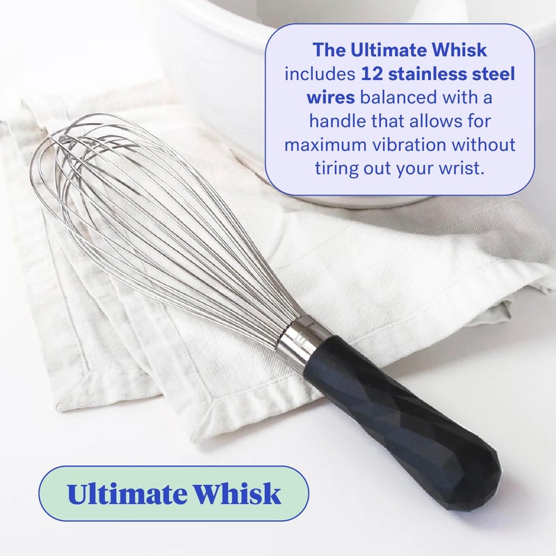 GIR: Get It Right - 11" Ultimate Stainless Steel Whisk, Black - Dishwasher Safe, Non-Toxic, Heat-Resistant to 425°, Food Grade Silicone - Kitchen Gadgets, Kitchen Utensils - 11.3" L x 2.8" W - Image 2
