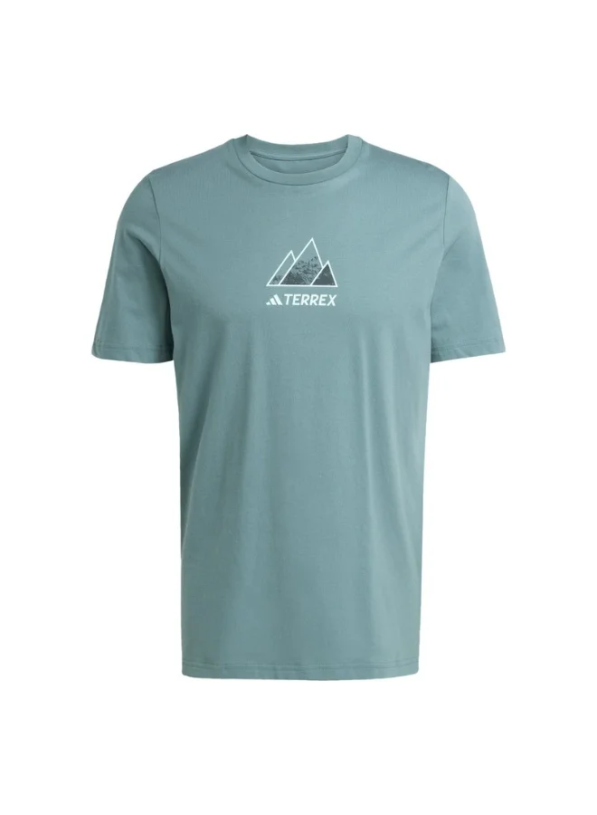 Adidas Adidas M Athlete Green Graphic Tee (Short Sleeve) T-Shirts For Men