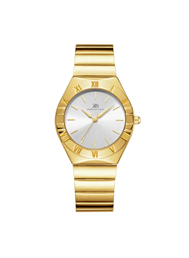 كينيث سكوت Women's Watch, Analog Display and Stainless Steel Strap - K24506-GBGW, Gold