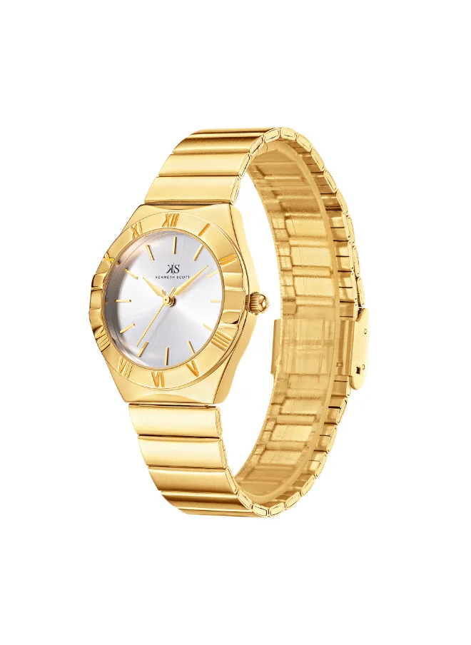 كينيث سكوت Women's Watch, Analog Display and Stainless Steel Strap - K24506-GBGW, Gold