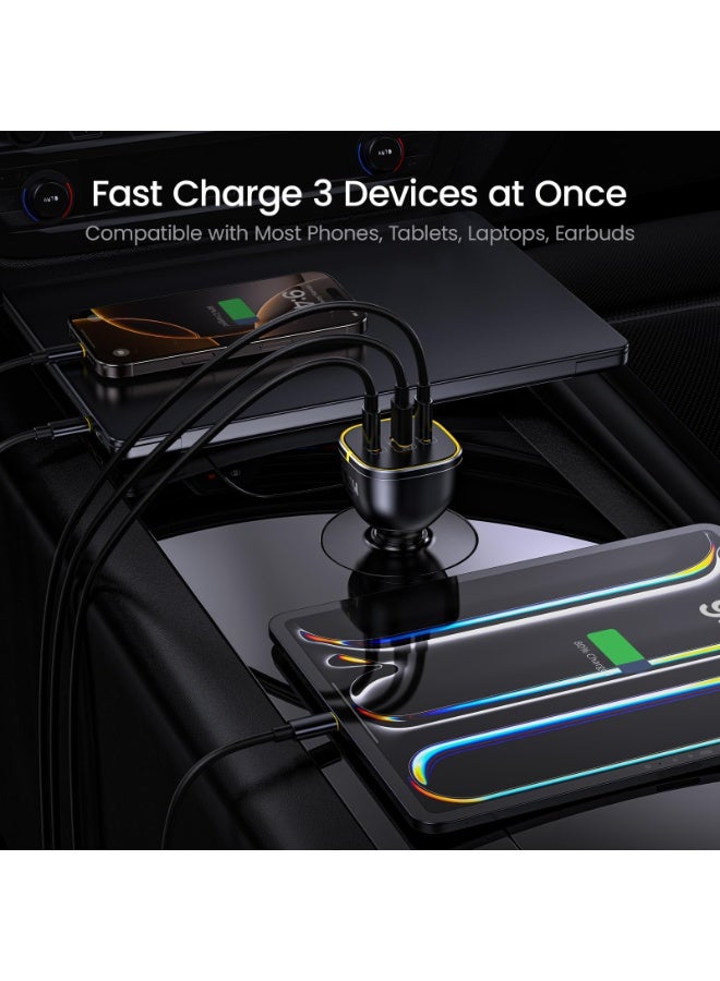 AOHI SUPERAUTO PD 165W Fast Car Charger — 3 Ports (2 USB-C + 1 USB-A) with QC5.0 / PPS / PD3.1, up to 140W Single-Port Output, Compatible with MacBook Pro/Air, iPhone 17 Pro/Pro Max, Galaxy S25 Ultra, iPad Pro/Air - Image 4