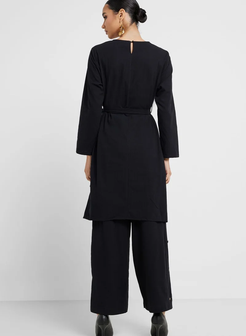 Khizana Belted Tunic And Pant Set