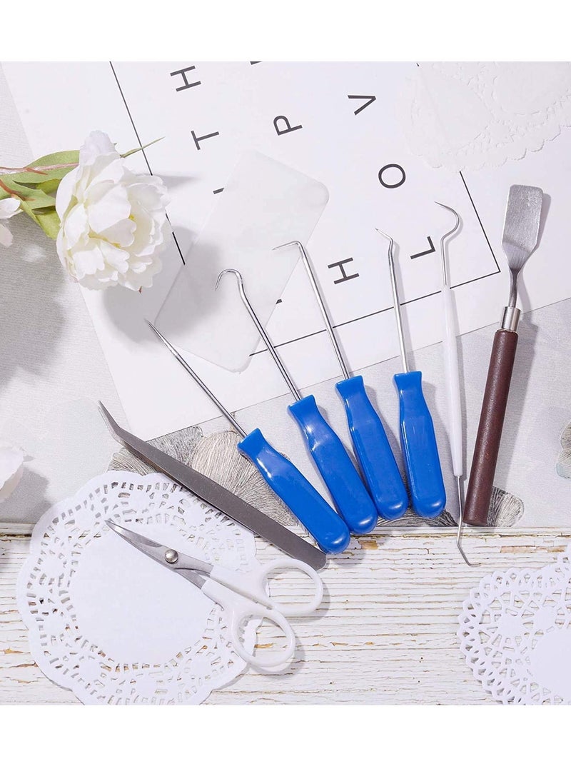 Barakah 9PCS DIY Craft Vinyl W ee ding Tools, Stainless Steel Precision Vinyl W e eder Cutter Tool for Silhouette, Htv, Cameos, Lettering, Including Scissor Tweezers W e eders Scraper Spatula Cricut Tools - Image 4