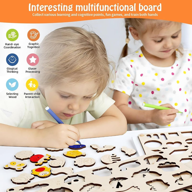 Crafts for Kids Tangram Puzzle Activity Board,Wooden Art Craft Supplies Spiral Painting Kit, Shape Educational Toys for 3 4 5 Year Old,for Kid Ages 4-8 8-12 Birthday Gifts Summer Activities - Image 2